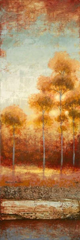 Glowing Red Trees II Black Ornate Wood Framed Art Print with Double Matting by Marcon, Michael