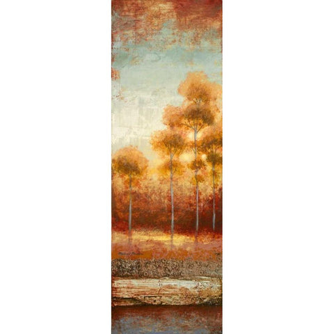 Glowing Red Trees II Black Modern Wood Framed Art Print with Double Matting by Marcon, Michael