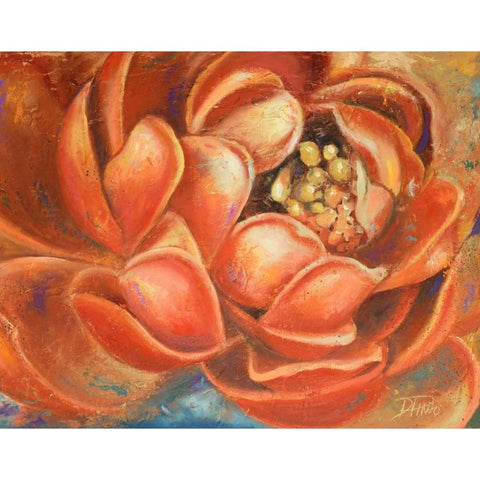 Red Lotus I Black Modern Wood Framed Art Print with Double Matting by Pinto, Patricia