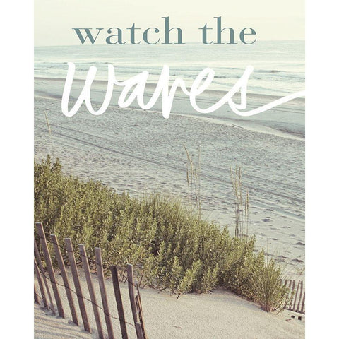 Watch the Waves White Modern Wood Framed Art Print by Mansfield, Kathy