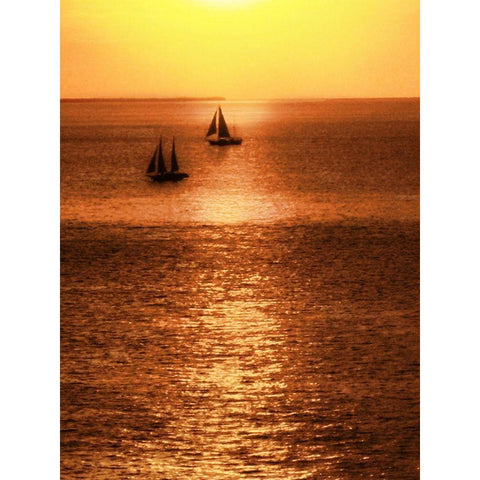 Sailboat at Sunset I White Modern Wood Framed Art Print by Mansfield, Kathy