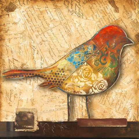 Bird of Collage II White Modern Wood Framed Art Print by Pinto, Patricia