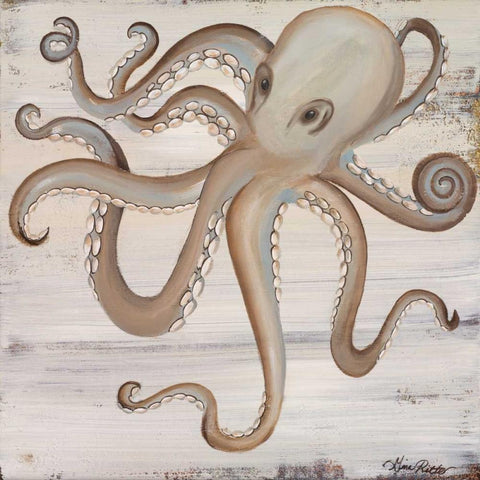 Octopus Black Ornate Wood Framed Art Print with Double Matting by Ritter, Gina