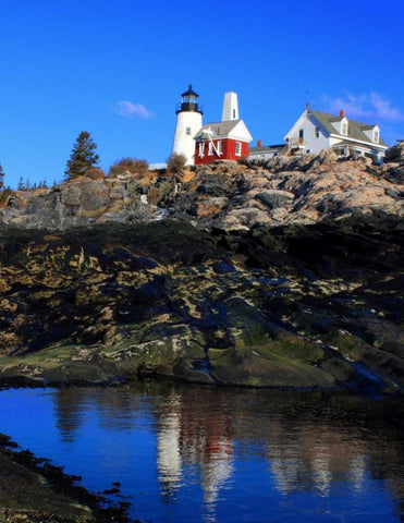Pemaquid Point II White Modern Wood Framed Art Print with Double Matting by Veilleux, Jason