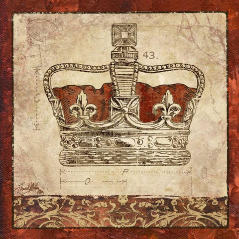 Crowns I White Modern Wood Framed Art Print with Double Matting by Medley, Elizabeth