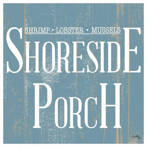 Shoreside Porch Square Black Ornate Wood Framed Art Print with Double Matting by Medley, Elizabeth