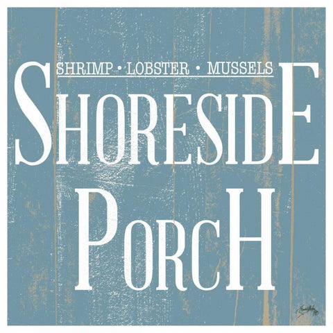 Shoreside Porch Square White Modern Wood Framed Art Print by Medley, Elizabeth