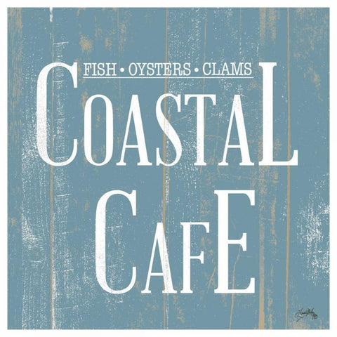 Coastal Cafe Square Black Ornate Wood Framed Art Print with Double Matting by Medley, Elizabeth