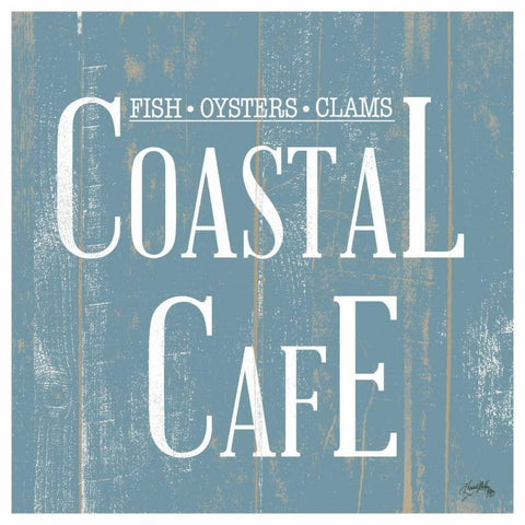 Coastal Cafe Square White Modern Wood Framed Art Print by Medley, Elizabeth
