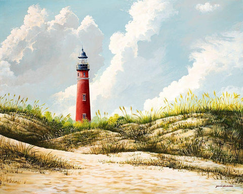 Lighthouse I Black Ornate Wood Framed Art Print with Double Matting by Nawrocke, Bruce