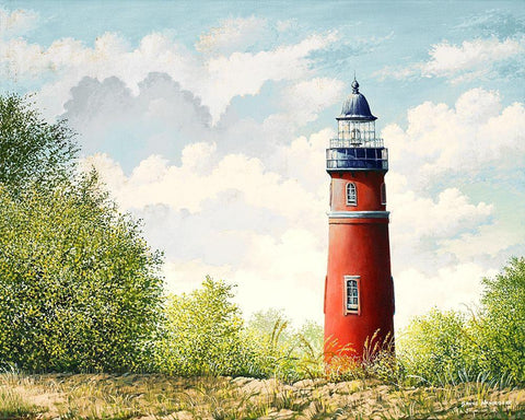 Lighthouse II Black Ornate Wood Framed Art Print with Double Matting by Nawrocke, Bruce