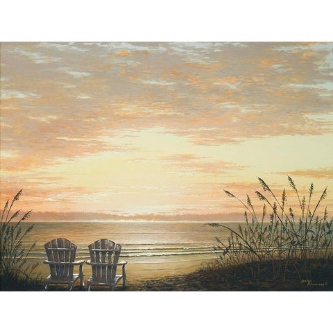 Sunset Chairs Gold Ornate Wood Framed Art Print with Double Matting by Nawrocke, Bruce