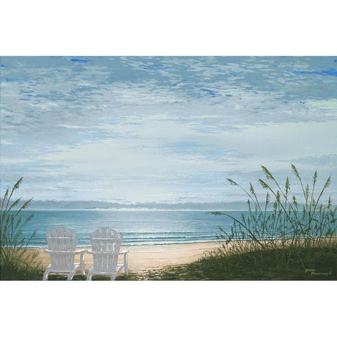 Beach Chairs White Modern Wood Framed Art Print by Nawrocke, Bruce
