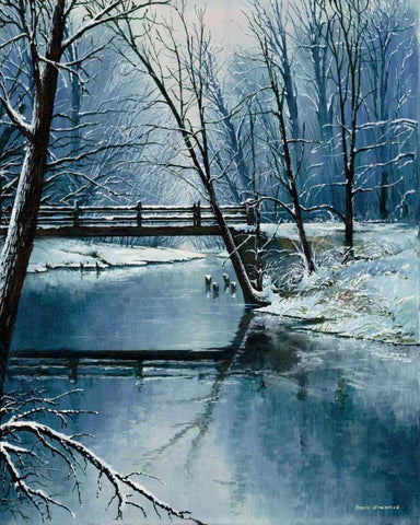 First Snow Black Ornate Wood Framed Art Print with Double Matting by Nawrocke, Bruce