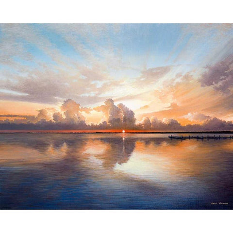 Sunset over Lake Black Modern Wood Framed Art Print with Double Matting by Nawrocke, Bruce