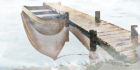 Nostalgic Pier White Modern Wood Framed Art Print with Double Matting by Nawrocke, Bruce