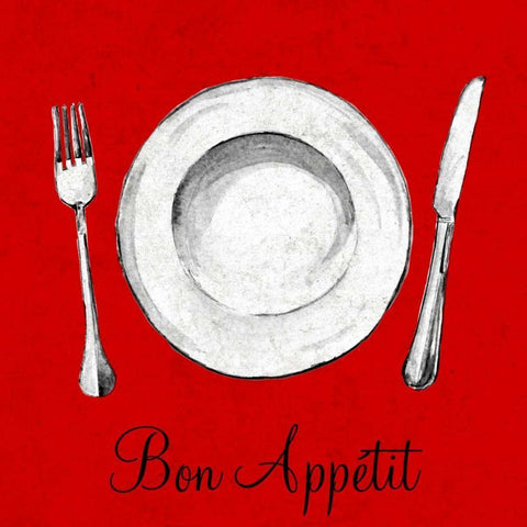 Bon Appetit White Modern Wood Framed Art Print with Double Matting by Ritter, Gina