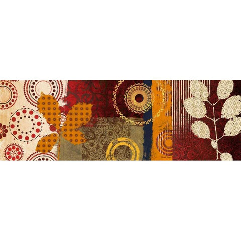 Fall Leaf Panel I Gold Ornate Wood Framed Art Print with Double Matting by Marcon, Michael