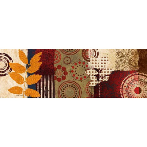 Fall Leaf Panel II Gold Ornate Wood Framed Art Print with Double Matting by Marcon, Michael