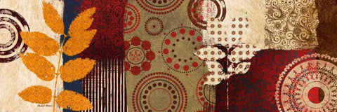 Fall Leaf Panel II White Modern Wood Framed Art Print with Double Matting by Marcon, Michael