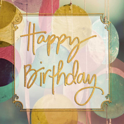 Happy Birthday Gold Ornate Wood Framed Art Print with Double Matting by Peck, Gail