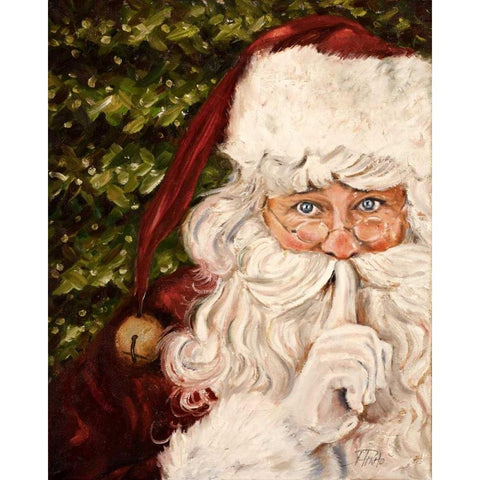 Secret Santa Black Modern Wood Framed Art Print with Double Matting by Pinto, Patricia