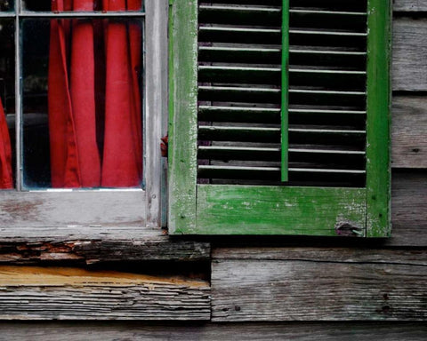 Cabin Shutters White Modern Wood Framed Art Print with Double Matting by Peck, Gail