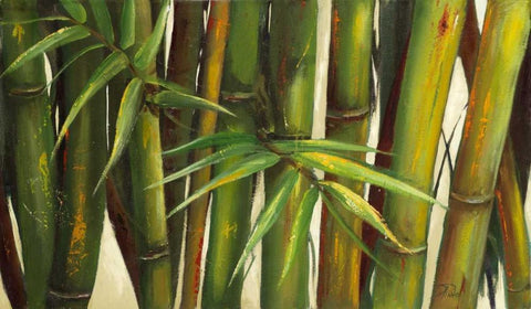 Bamboo on Beige II White Modern Wood Framed Art Print with Double Matting by Pinto, Patricia