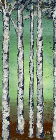 Tall Trees II White Modern Wood Framed Art Print with Double Matting by Medley, Elizabeth