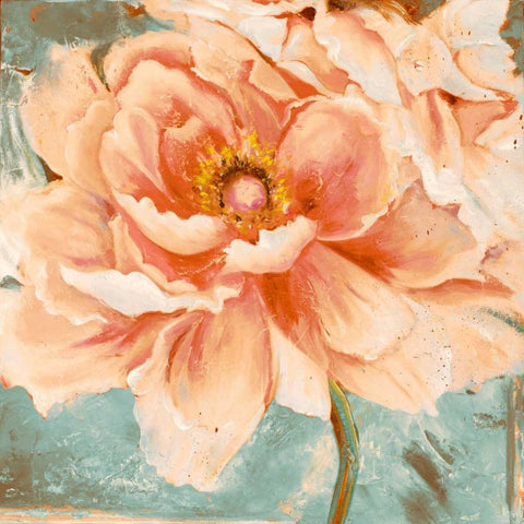 Beautiful Peonies Square I Gold Ornate Wood Framed Art Print with Double Matting by Pinto, Patricia