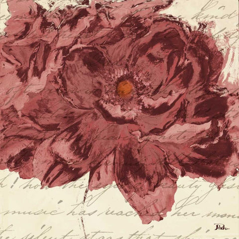 Marsala Peonies Square II White Modern Wood Framed Art Print by Pinto, Patricia