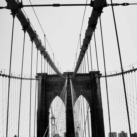 Brooklyn Bridge I White Modern Wood Framed Art Print by Biscardi, Nicholas