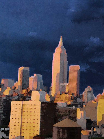 The City I Black Ornate Wood Framed Art Print with Double Matting by Biscardi, Nicholas