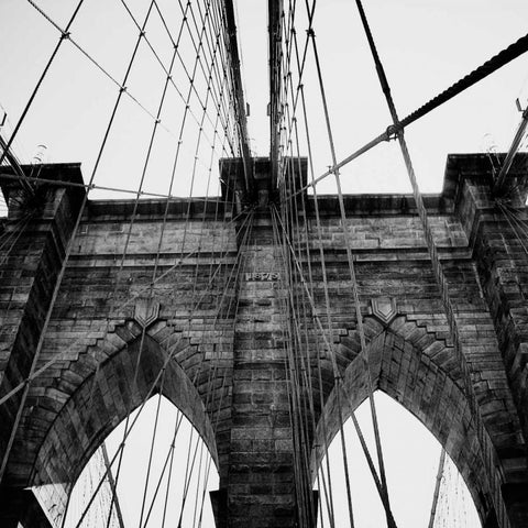 Brooklyn Bridge II Black Modern Wood Framed Art Print by Biscardi, Nicholas