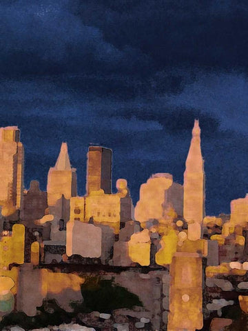 The City II White Modern Wood Framed Art Print with Double Matting by Biscardi, Nicholas