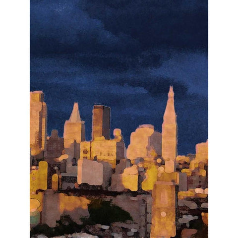 The City II Black Modern Wood Framed Art Print by Biscardi, Nicholas