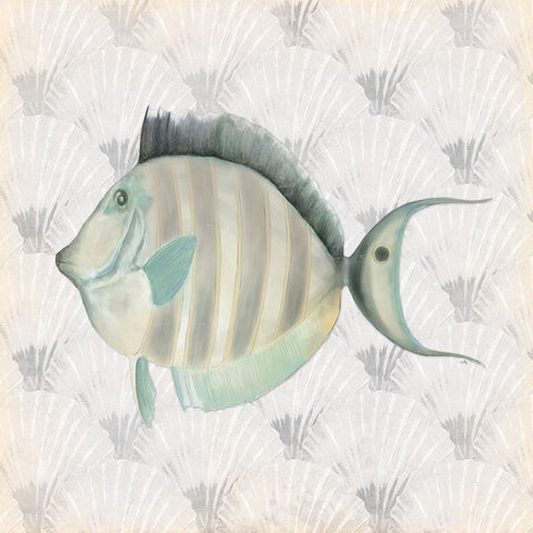 Neutral Vintage Fish I White Modern Wood Framed Art Print with Double Matting by Medley, Elizabeth