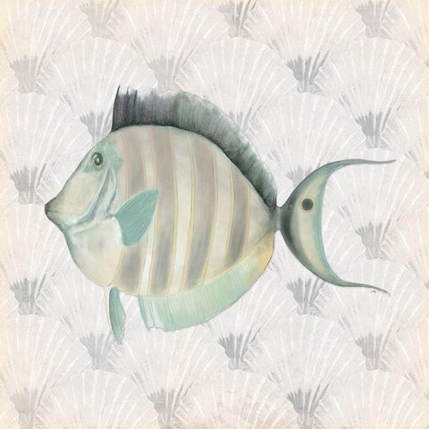 Neutral Vintage Fish I Gold Ornate Wood Framed Art Print with Double Matting by Medley, Elizabeth