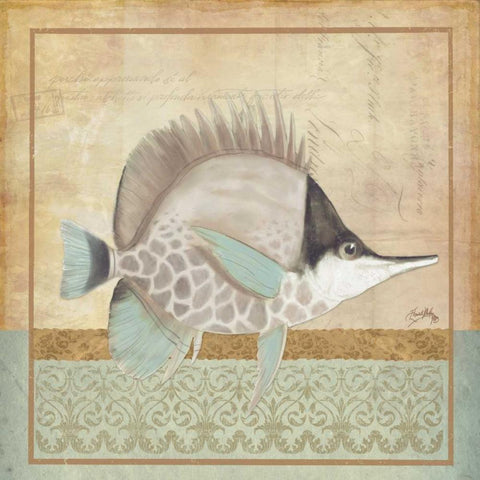 Vintage Fish IV Black Modern Wood Framed Art Print with Double Matting by Medley, Elizabeth