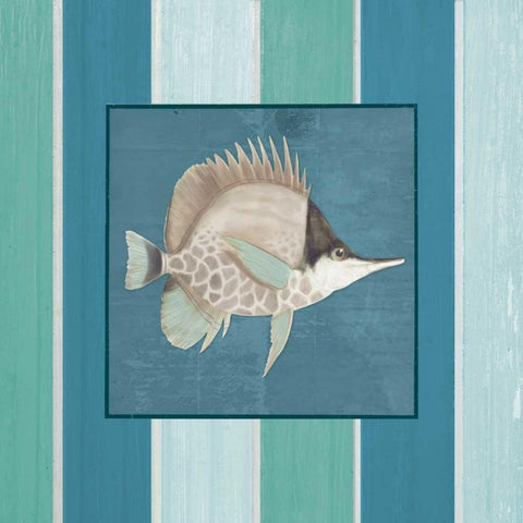 Fish on Stripes II Black Modern Wood Framed Art Print with Double Matting by Medley, Elizabeth