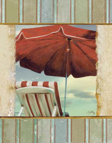 Chaise de Plage I White Modern Wood Framed Art Print with Double Matting by Medley, Elizabeth