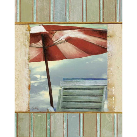 Chaise de Plage II Gold Ornate Wood Framed Art Print with Double Matting by Medley, Elizabeth