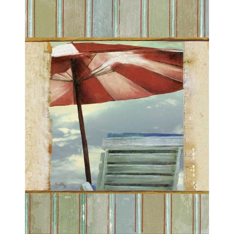 Chaise de Plage II Black Modern Wood Framed Art Print with Double Matting by Medley, Elizabeth