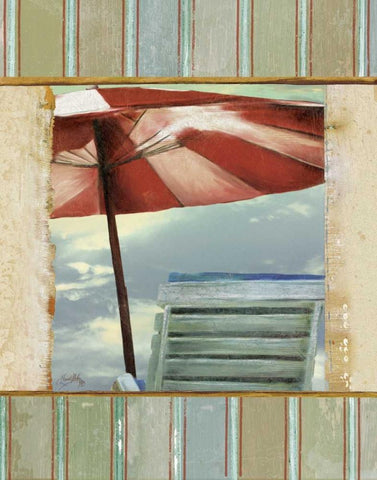 Chaise de Plage II White Modern Wood Framed Art Print with Double Matting by Medley, Elizabeth