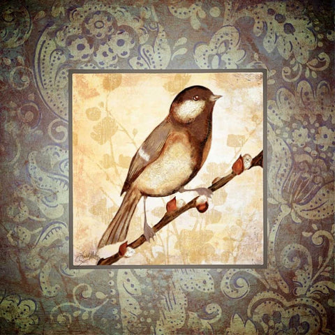 Tiny Bird I Black Modern Wood Framed Art Print with Double Matting by Medley, Elizabeth