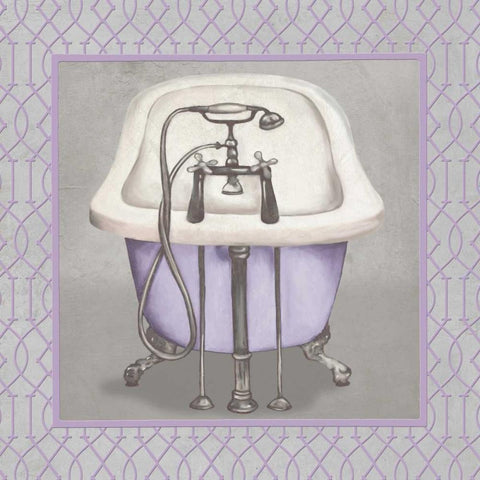 Lavender Bathroom I Black Modern Wood Framed Art Print with Double Matting by Medley, Elizabeth