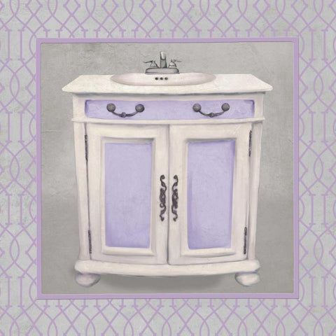 Lavender Bathroom II White Modern Wood Framed Art Print with Double Matting by Medley, Elizabeth