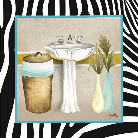 Zebra Bath II White Modern Wood Framed Art Print by Medley, Elizabeth