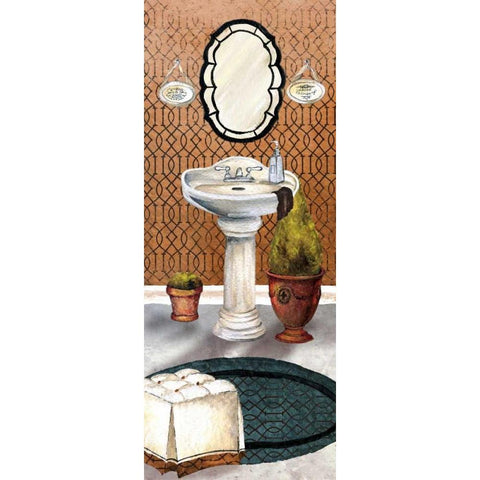 Bath in Teal II Gold Ornate Wood Framed Art Print with Double Matting by Medley, Elizabeth