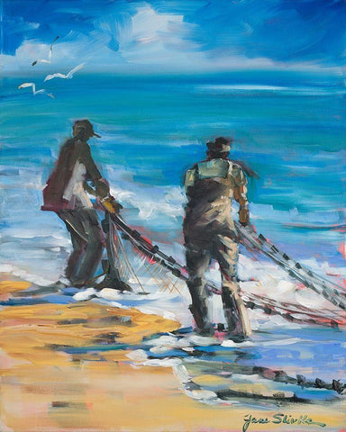 Fishermans Cove Black Ornate Wood Framed Art Print with Double Matting by Slivka, Jane